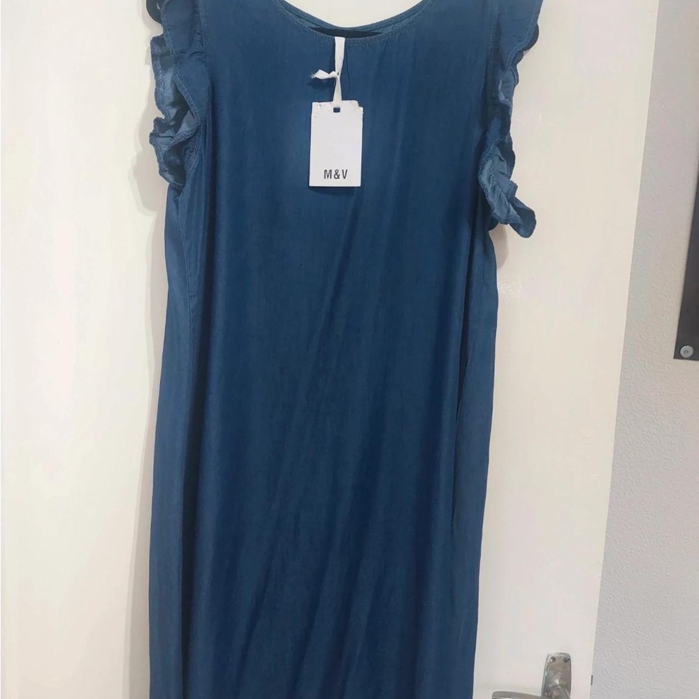 Teal Ruffle Sleeve Midi Dress